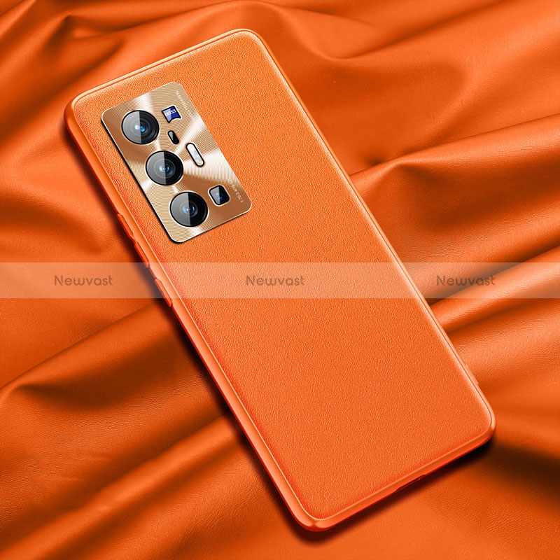 Soft Luxury Leather Snap On Case Cover QK1 for Vivo X70 Pro+ Plus 5G Orange