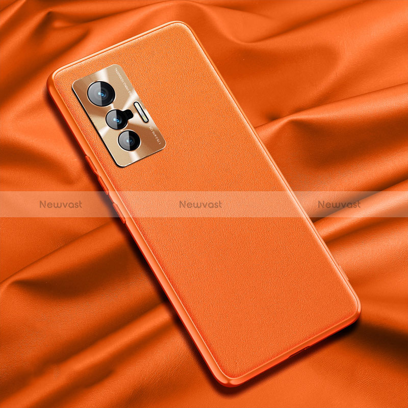 Soft Luxury Leather Snap On Case Cover QK1 for Vivo X70t Orange