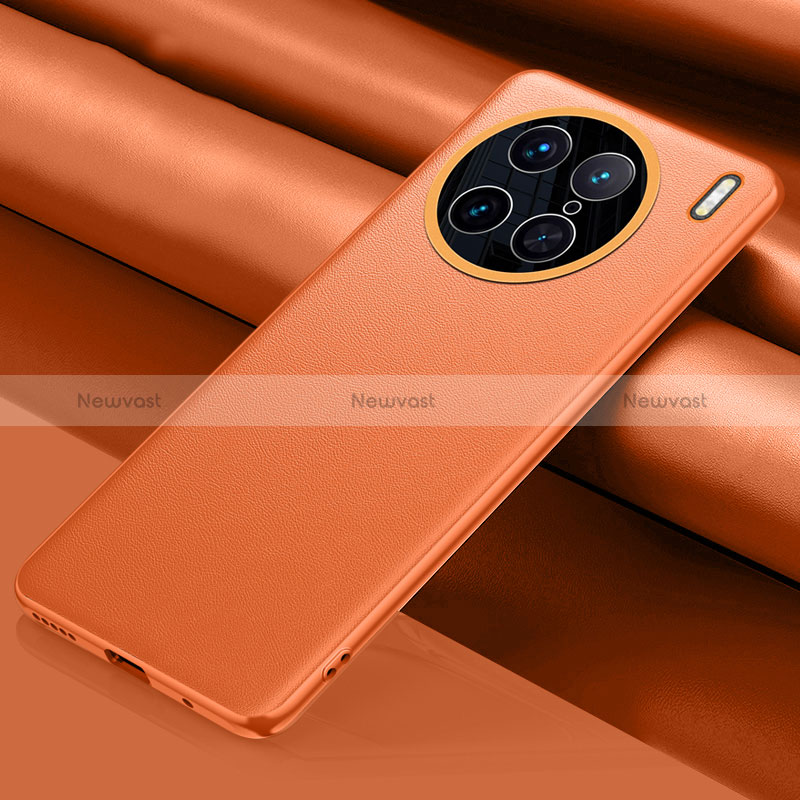 Soft Luxury Leather Snap On Case Cover QK1 for Vivo X90 Pro 5G Orange