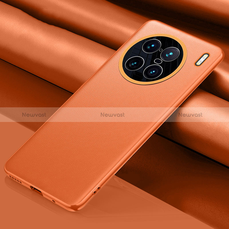 Soft Luxury Leather Snap On Case Cover QK1 for Vivo X90 Pro+ Plus 5G Orange