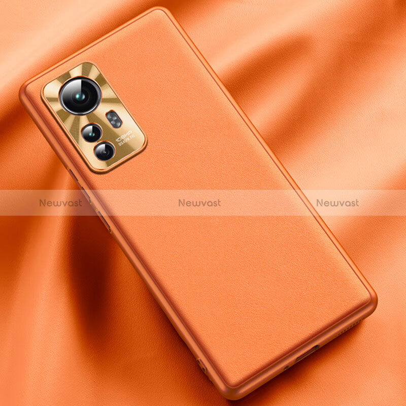 Soft Luxury Leather Snap On Case Cover QK1 for Xiaomi Mi 12T Pro 5G Orange