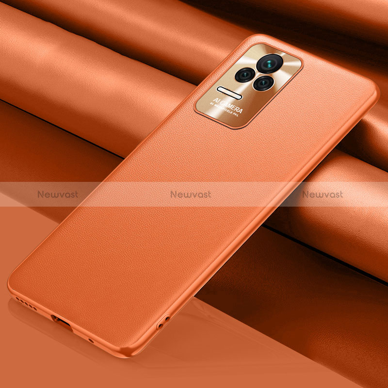 Soft Luxury Leather Snap On Case Cover QK1 for Xiaomi Poco F4 5G Orange