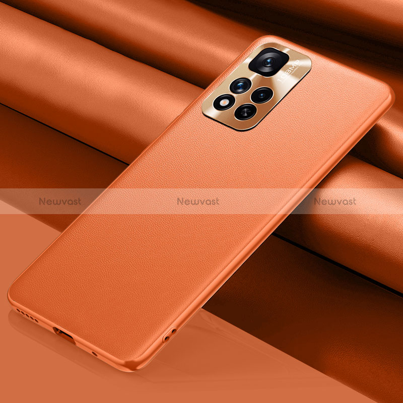 Soft Luxury Leather Snap On Case Cover QK1 for Xiaomi Poco X4 NFC Orange