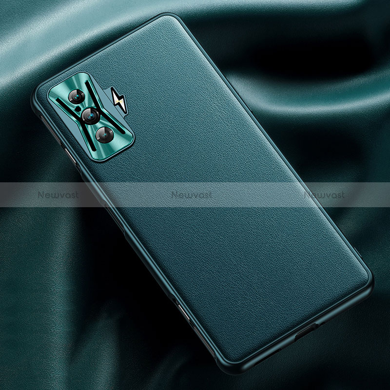 Soft Luxury Leather Snap On Case Cover QK1 for Xiaomi Redmi K50 Gaming AMG F1 5G Cyan