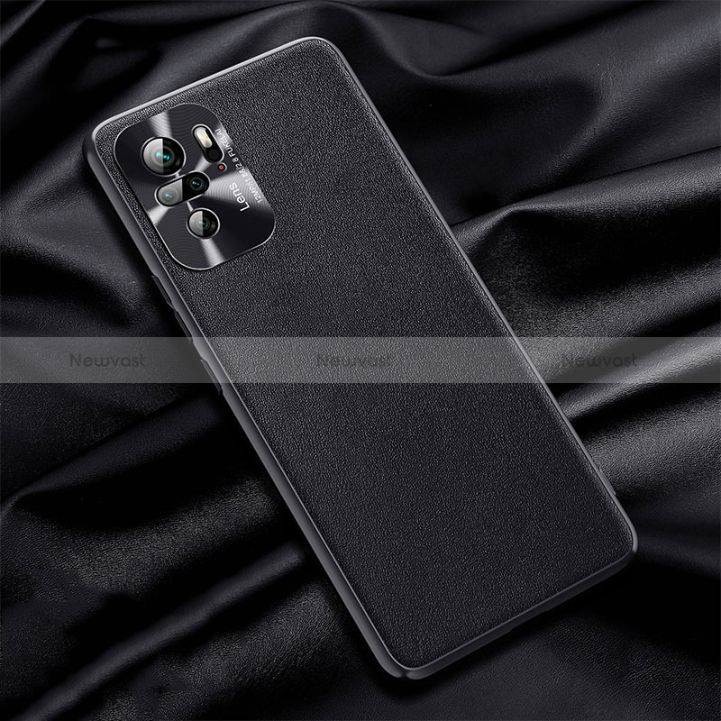 Soft Luxury Leather Snap On Case Cover QK1 for Xiaomi Redmi Note 10 4G Black