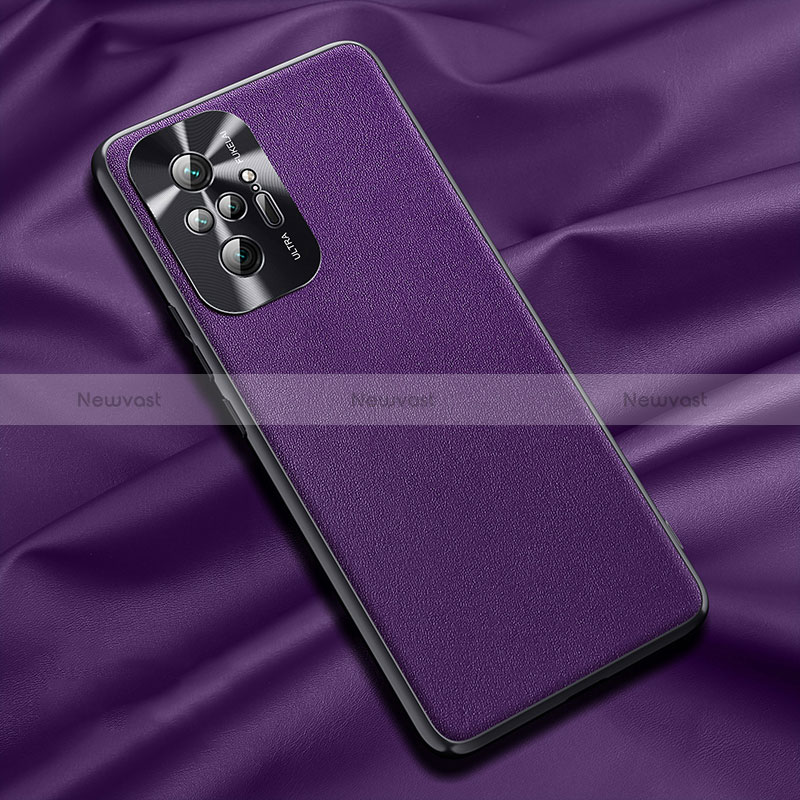 Soft Luxury Leather Snap On Case Cover QK1 for Xiaomi Redmi Note 10 Pro 4G Purple