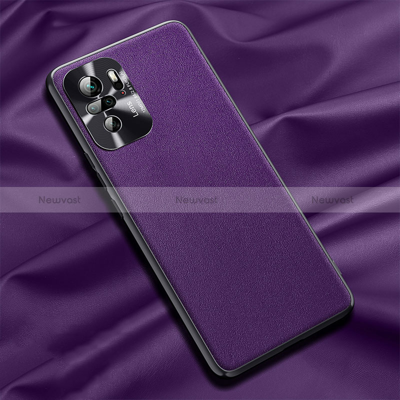 Soft Luxury Leather Snap On Case Cover QK1 for Xiaomi Redmi Note 10S 4G Purple