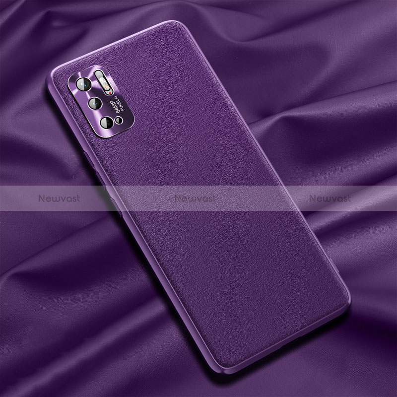 Soft Luxury Leather Snap On Case Cover QK1 for Xiaomi Redmi Note 10T 5G Purple