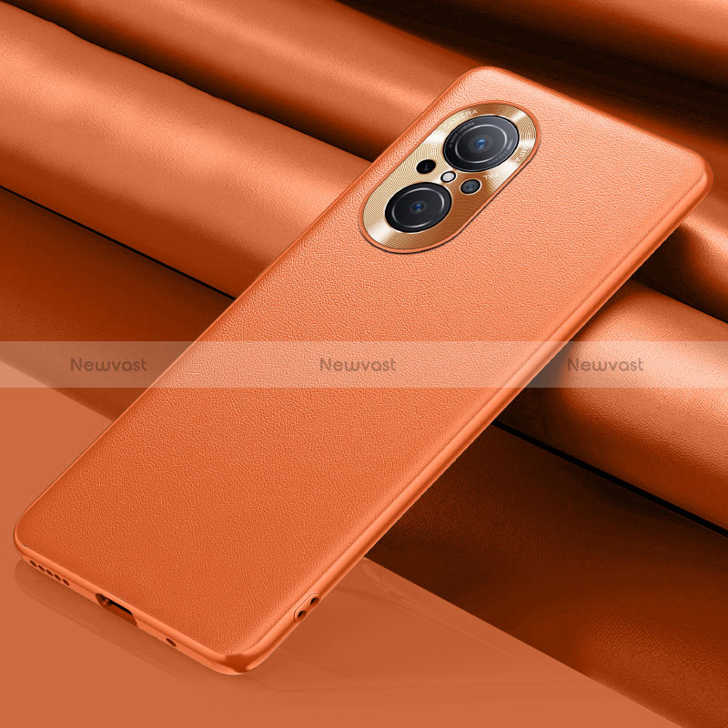 Soft Luxury Leather Snap On Case Cover QK2 for Huawei Honor 50 SE 5G Orange