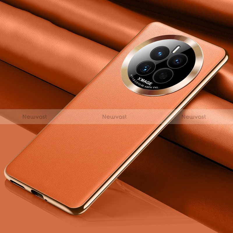 Soft Luxury Leather Snap On Case Cover QK2 for Huawei Mate 50E Orange