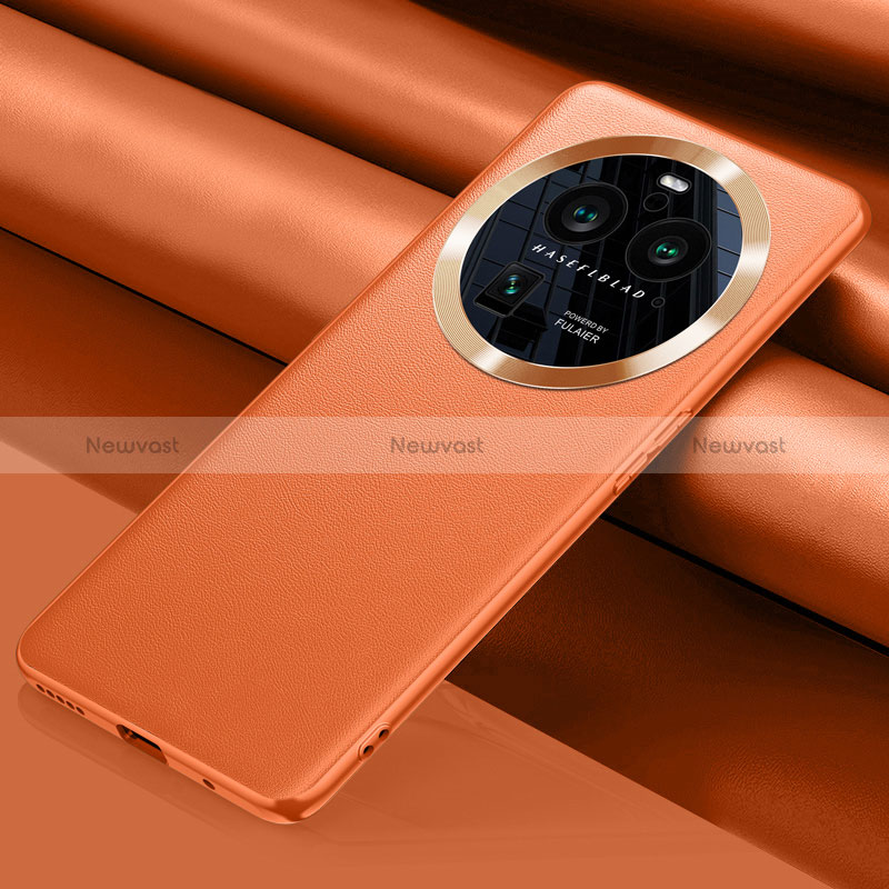 Soft Luxury Leather Snap On Case Cover QK2 for Oppo Find X6 Pro 5G Orange