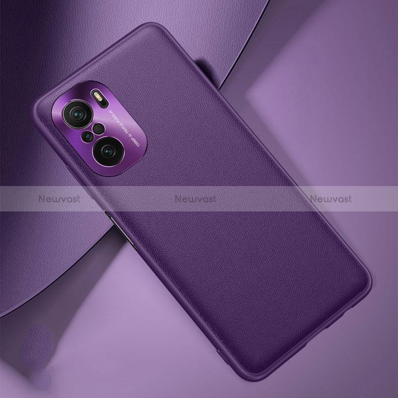 Soft Luxury Leather Snap On Case Cover QK2 for Xiaomi Redmi K40 Pro 5G Purple