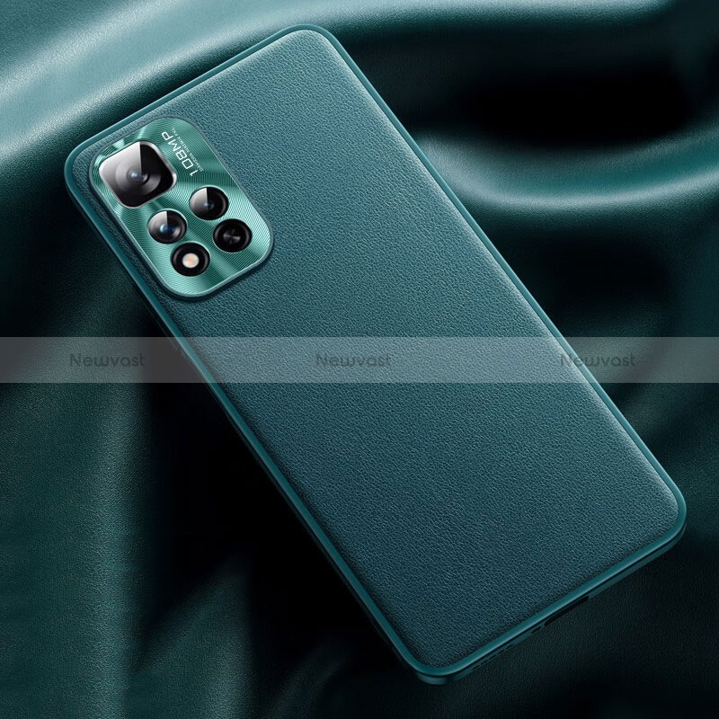 Soft Luxury Leather Snap On Case Cover QK2 for Xiaomi Redmi Note 11 Pro+ Plus 5G Cyan