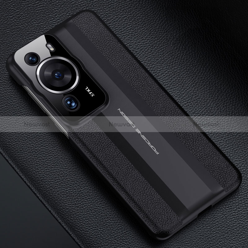 Soft Luxury Leather Snap On Case Cover QK3 for Huawei P60 Pro Black