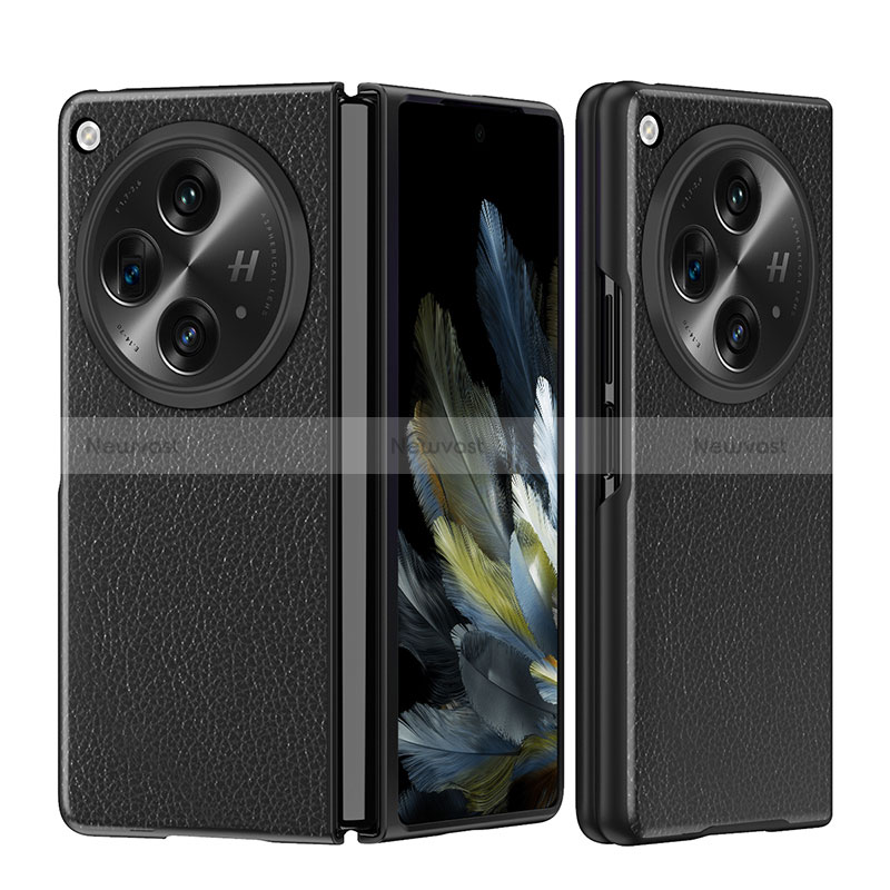 Soft Luxury Leather Snap On Case Cover QK3 for Oppo Find N3 5G Black