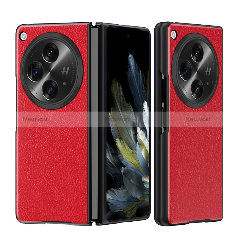 Soft Luxury Leather Snap On Case Cover QK3 for Oppo Find N3 5G Red