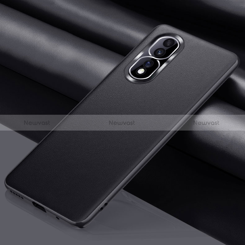 Soft Luxury Leather Snap On Case Cover QK4 for Huawei Honor 80 Pro 5G Black