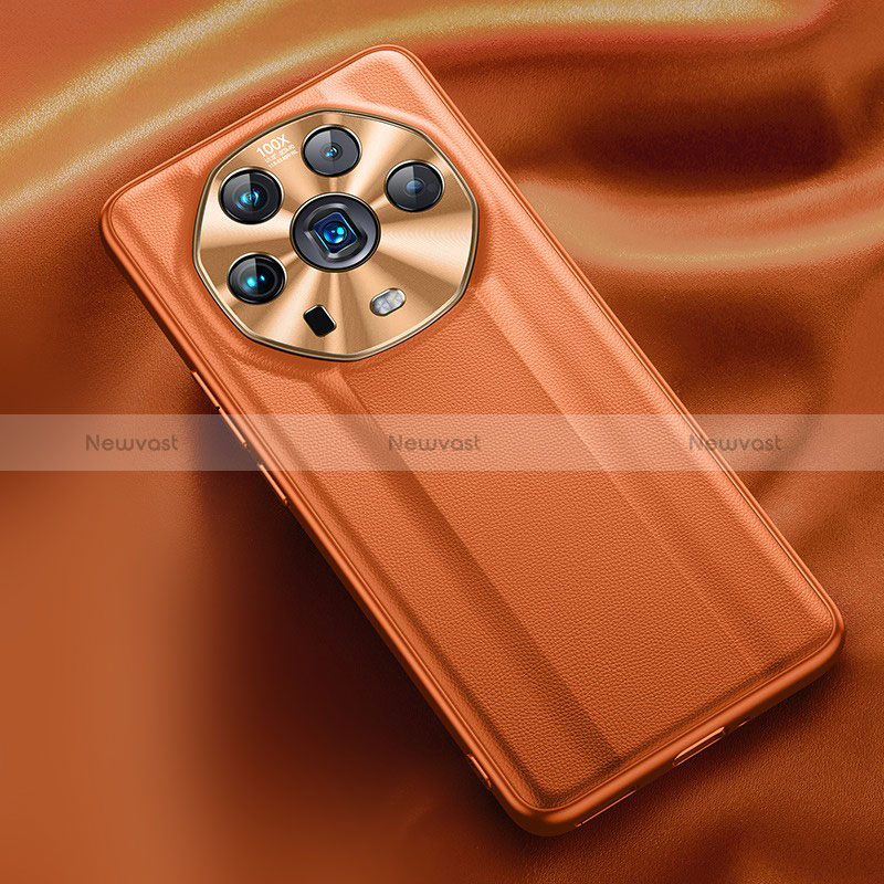 Soft Luxury Leather Snap On Case Cover QK4 for Huawei Honor Magic4 Ultimate 5G Orange