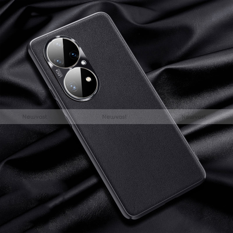 Soft Luxury Leather Snap On Case Cover QK4 for Huawei P50e Black