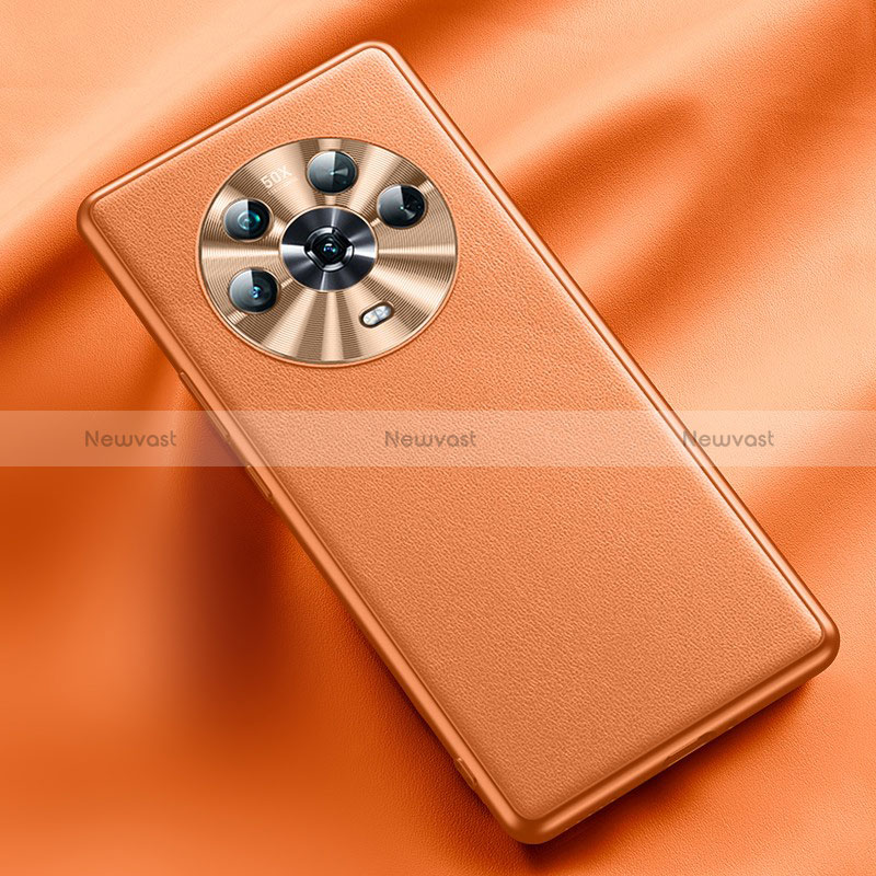 Soft Luxury Leather Snap On Case Cover QK5 for Huawei Honor Magic4 5G Orange