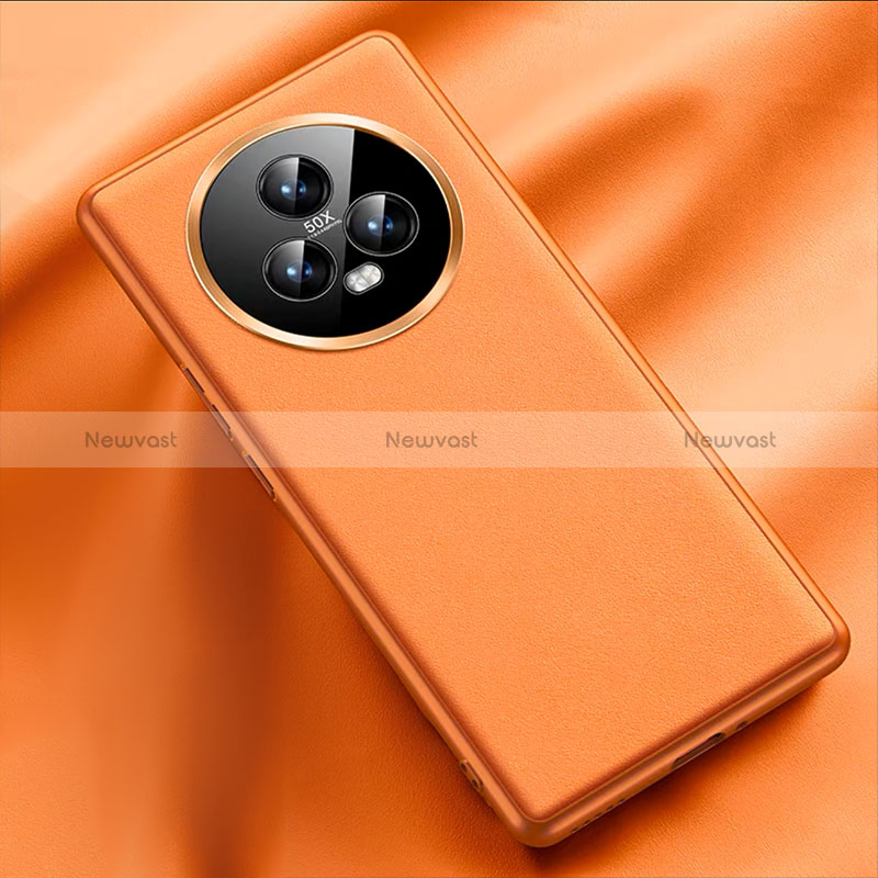 Soft Luxury Leather Snap On Case Cover QK5 for Huawei Honor Magic5 5G Orange