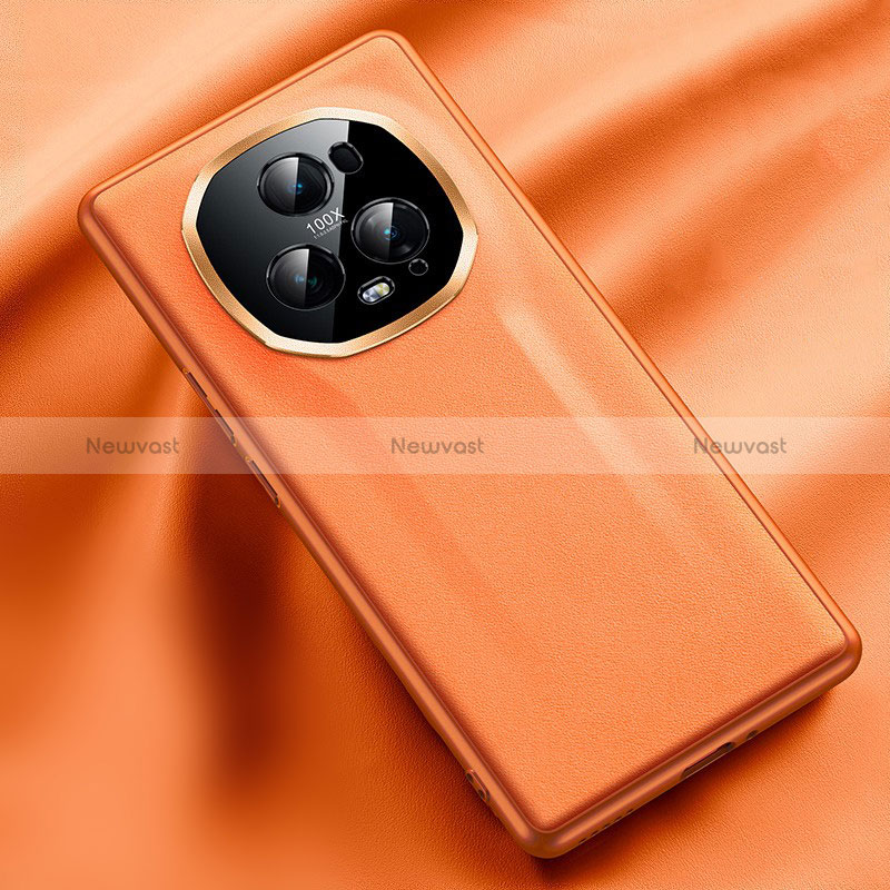 Soft Luxury Leather Snap On Case Cover QK5 for Huawei Honor Magic5 Ultimate 5G Orange