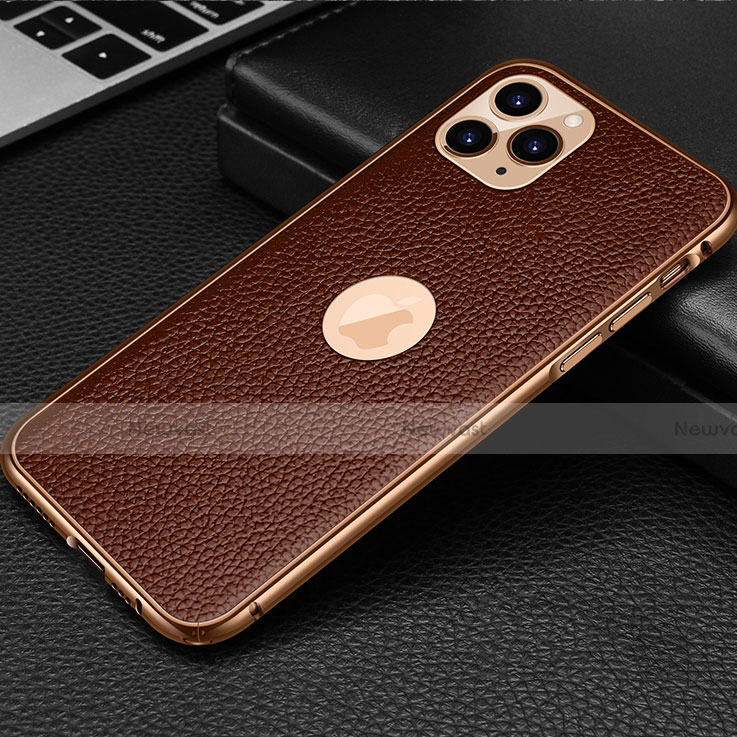 Soft Luxury Leather Snap On Case Cover R01 for Apple iPhone 11 Pro Brown