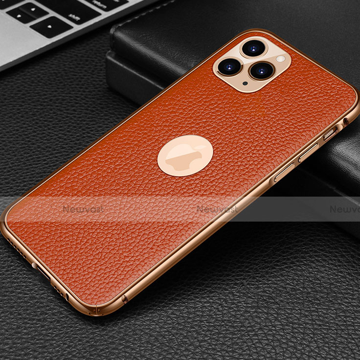 Soft Luxury Leather Snap On Case Cover R01 for Apple iPhone 11 Pro Max Orange