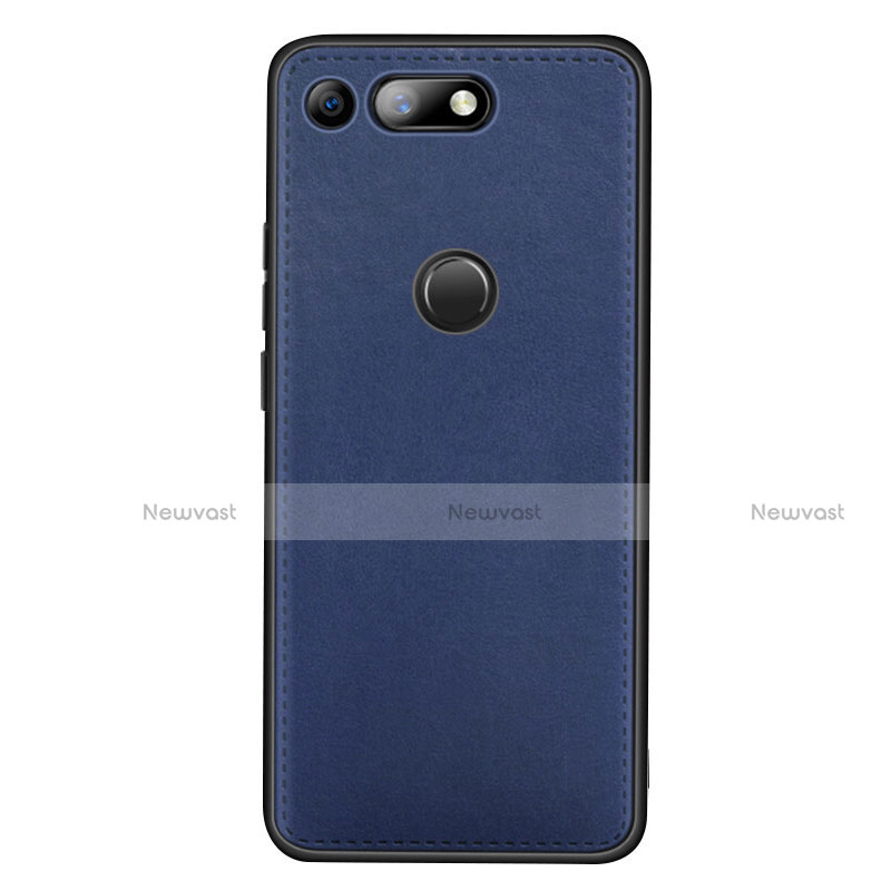 Soft Luxury Leather Snap On Case Cover R01 for Huawei Honor V20 Blue