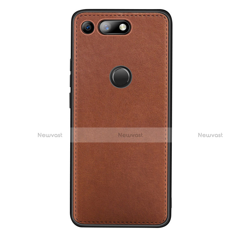 Soft Luxury Leather Snap On Case Cover R01 for Huawei Honor V20 Brown