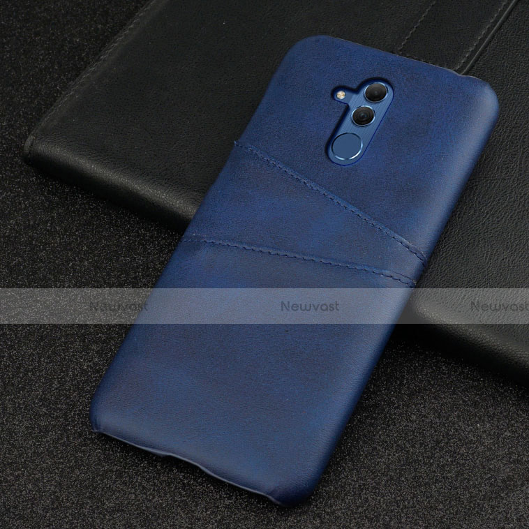 Soft Luxury Leather Snap On Case Cover R01 for Huawei Mate 20 Lite Blue