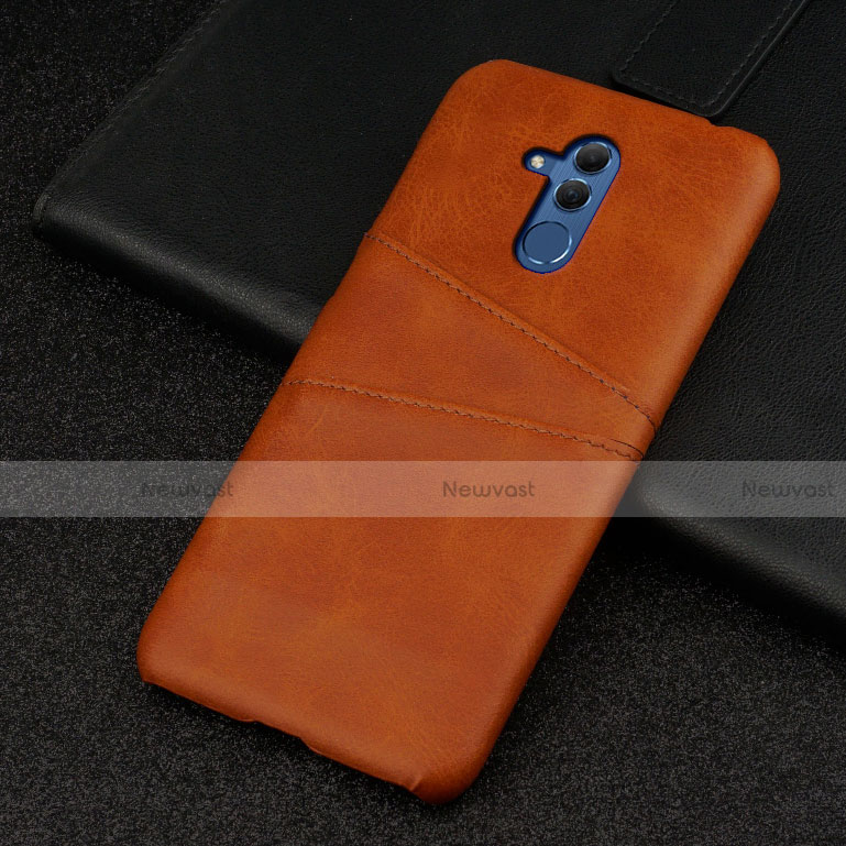 Soft Luxury Leather Snap On Case Cover R01 for Huawei Mate 20 Lite Brown