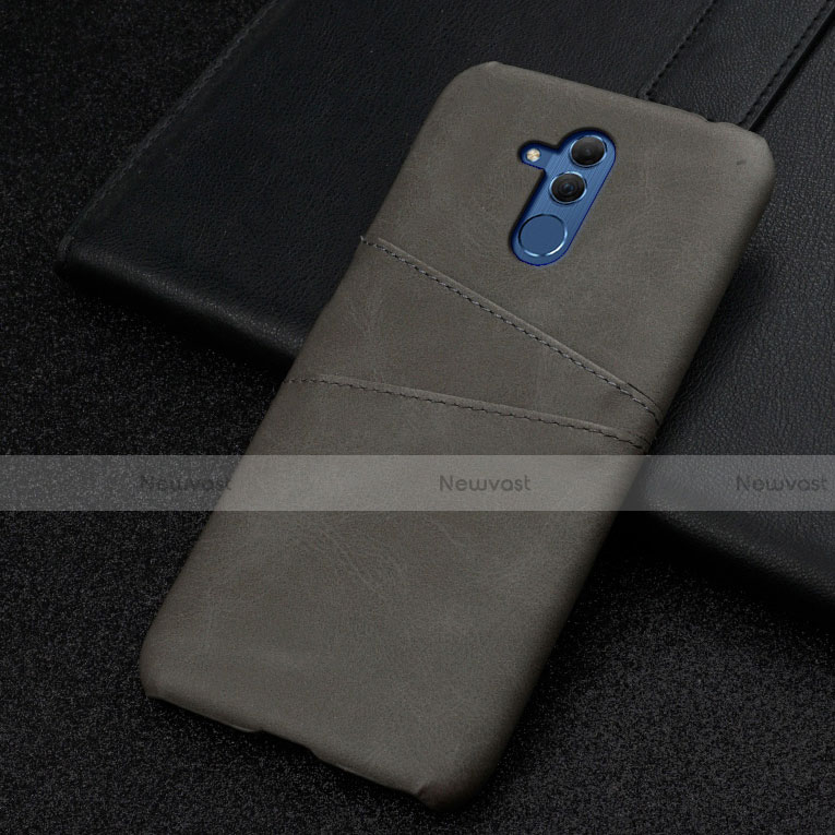 Soft Luxury Leather Snap On Case Cover R01 for Huawei Mate 20 Lite Gray