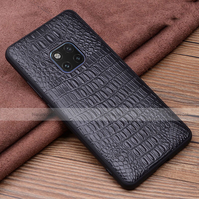 Soft Luxury Leather Snap On Case Cover R01 for Huawei Mate 20 Pro Black