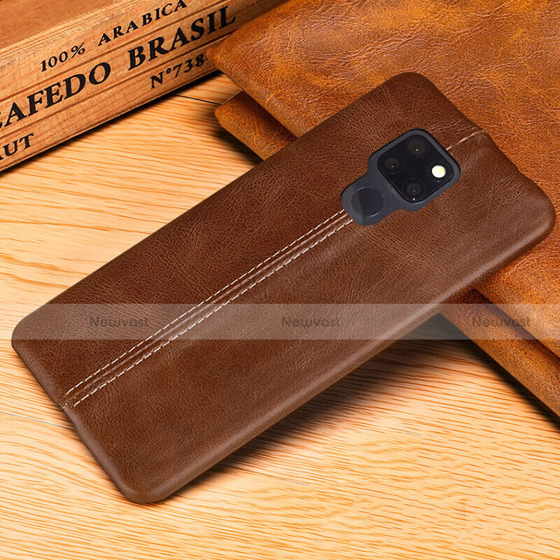 Soft Luxury Leather Snap On Case Cover R01 for Huawei Mate 20 X 5G Brown