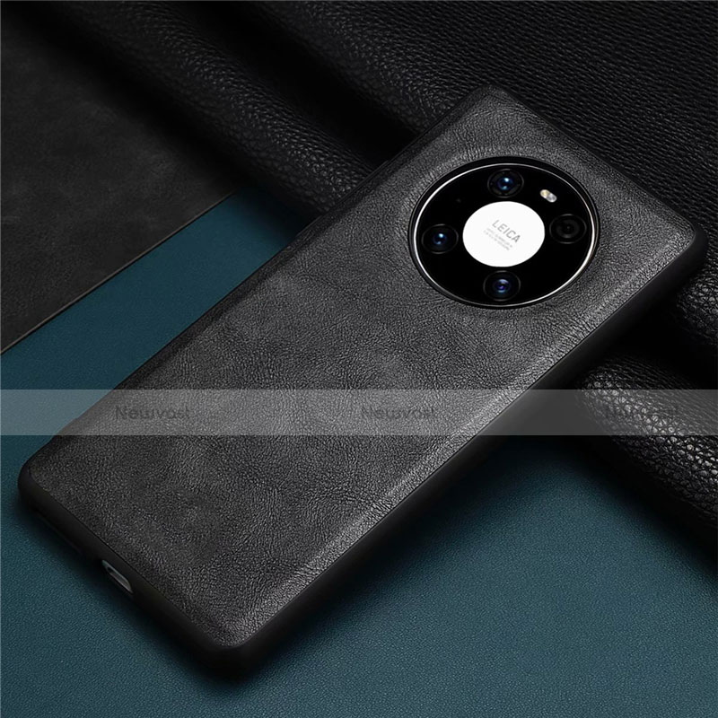 Soft Luxury Leather Snap On Case Cover R01 for Huawei Mate 40E 5G Black