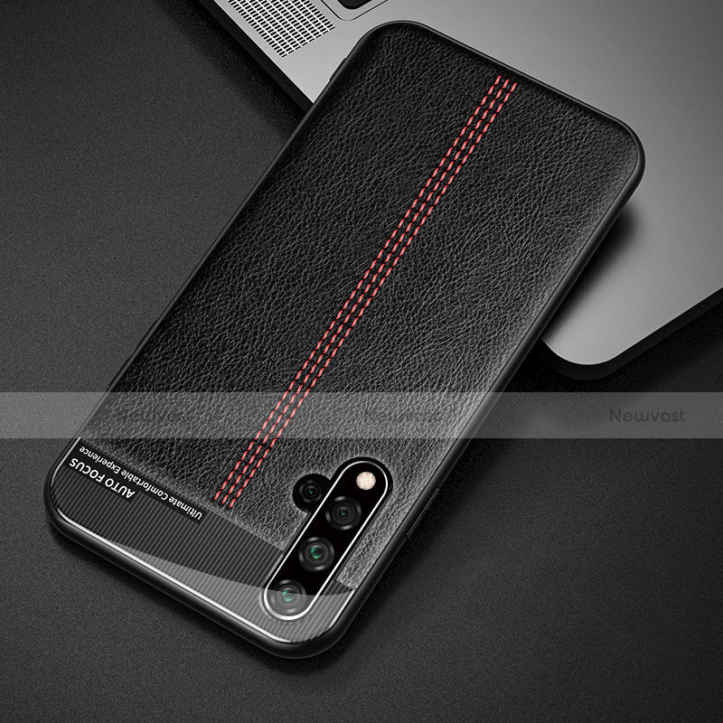 Soft Luxury Leather Snap On Case Cover R01 for Huawei Nova 5 Black