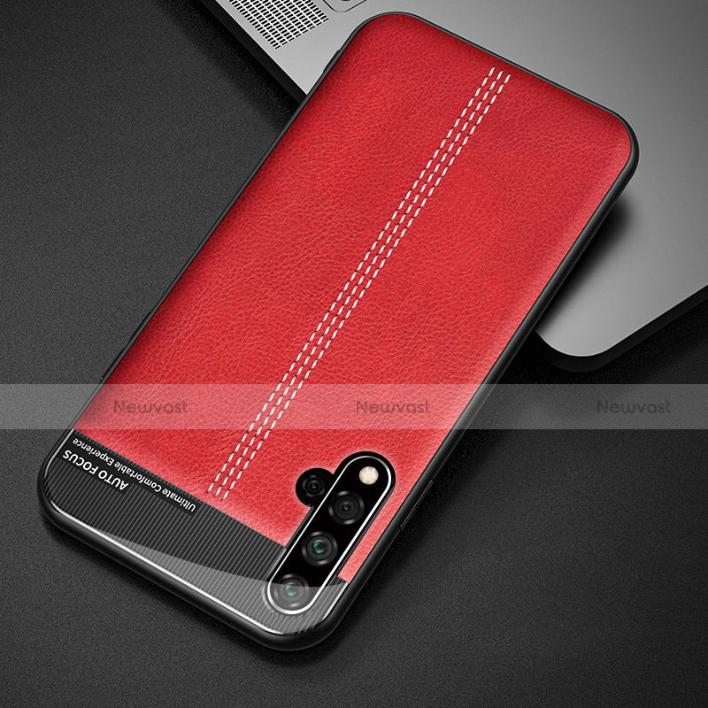 Soft Luxury Leather Snap On Case Cover R01 for Huawei Nova 5 Red