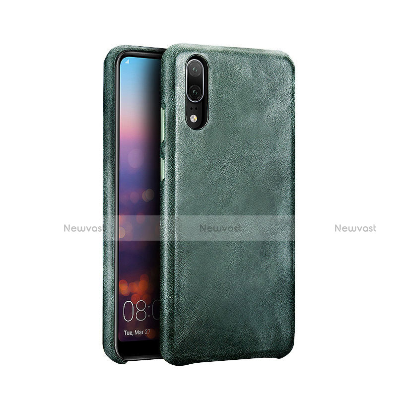 Soft Luxury Leather Snap On Case Cover R01 for Huawei P20 Green