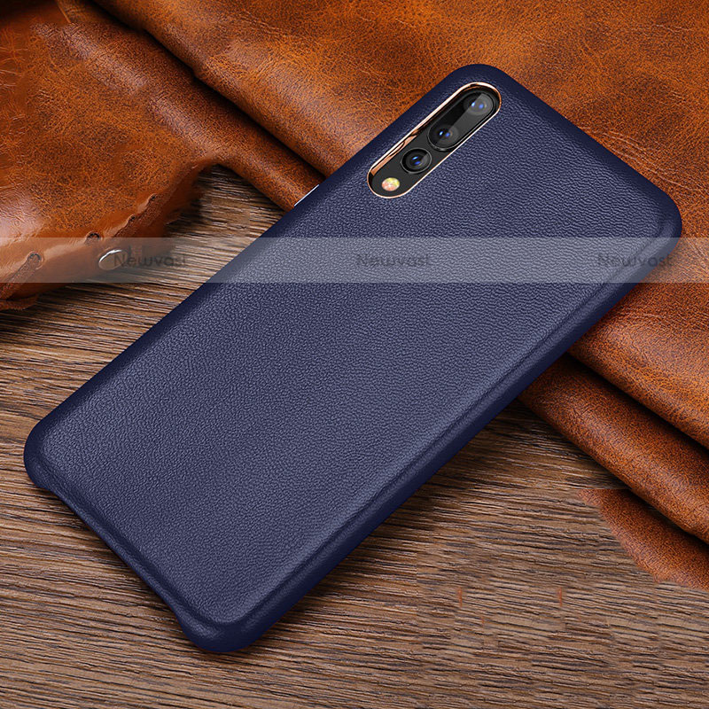 Soft Luxury Leather Snap On Case Cover R01 for Huawei P20 Pro Blue