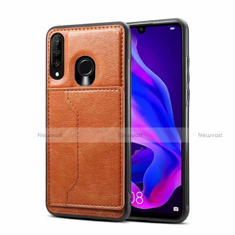 Soft Luxury Leather Snap On Case Cover R01 for Huawei P30 Lite Orange