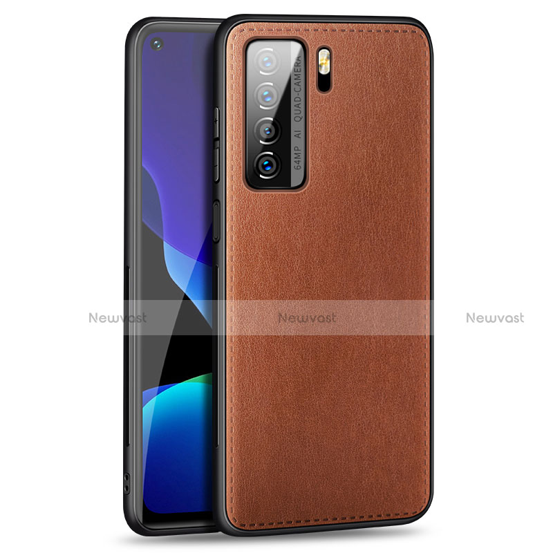 Soft Luxury Leather Snap On Case Cover R01 for Huawei P40 Lite 5G Brown