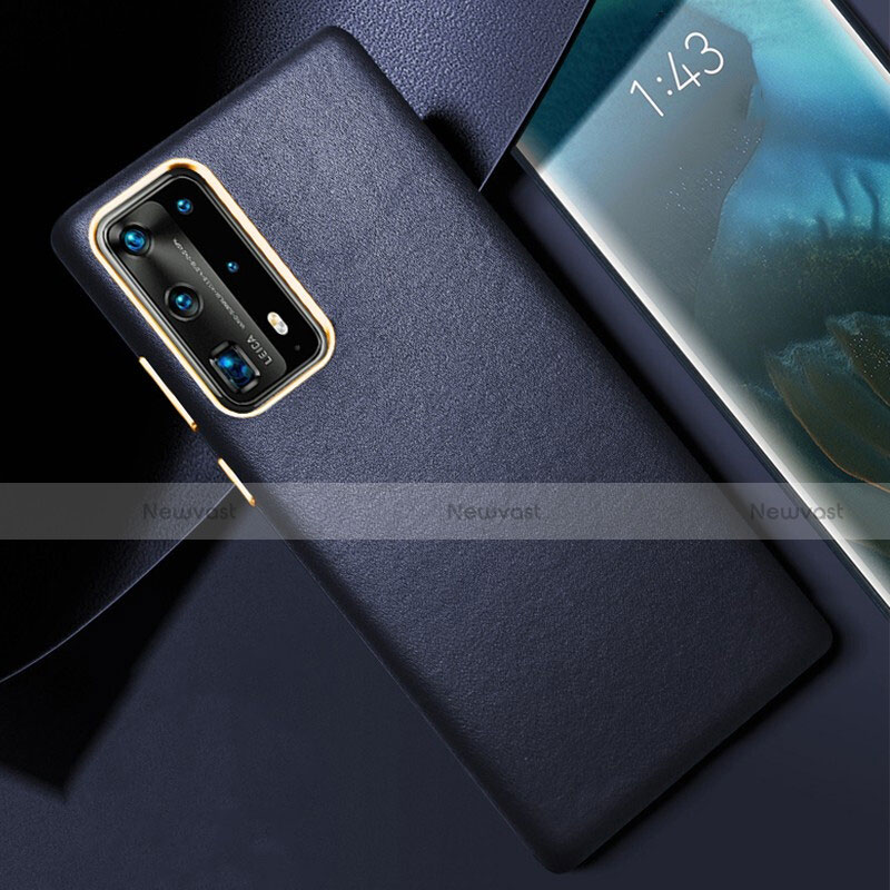 Soft Luxury Leather Snap On Case Cover R01 for Huawei P40 Pro+ Plus Blue