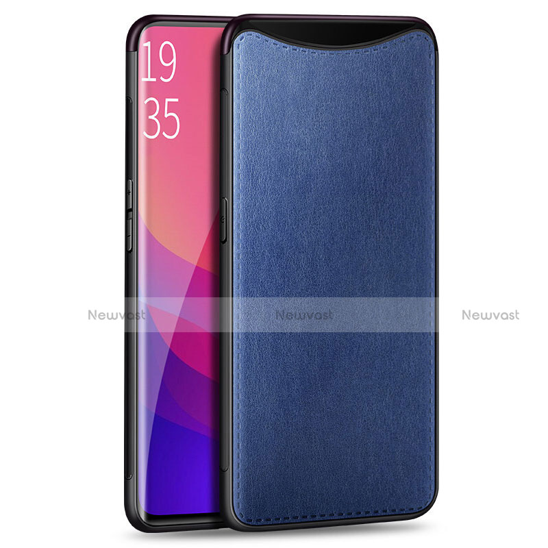 Soft Luxury Leather Snap On Case Cover R01 for Oppo Find X Blue