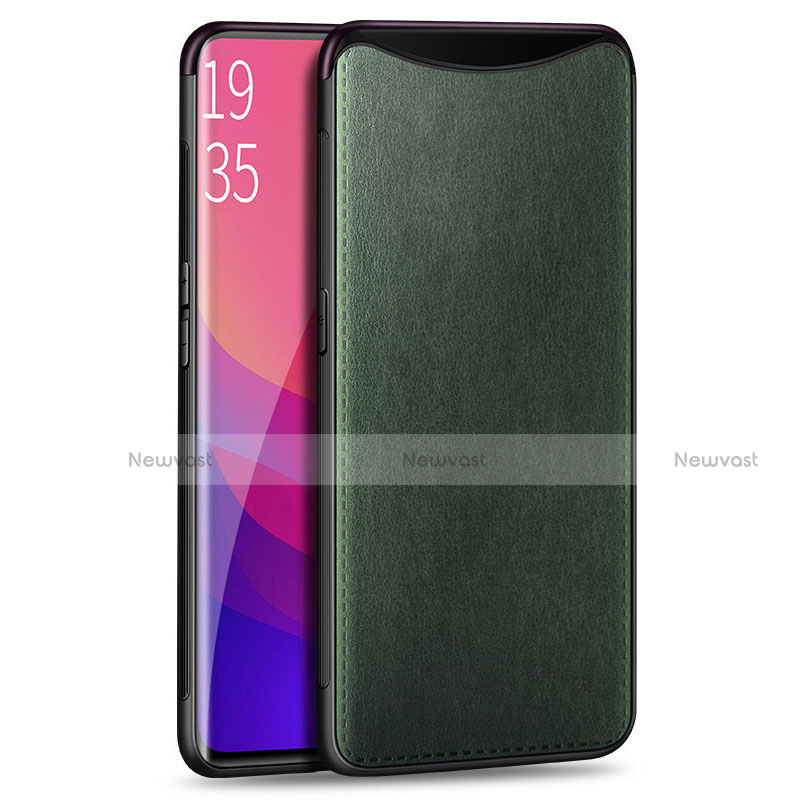 Soft Luxury Leather Snap On Case Cover R01 for Oppo Find X Green