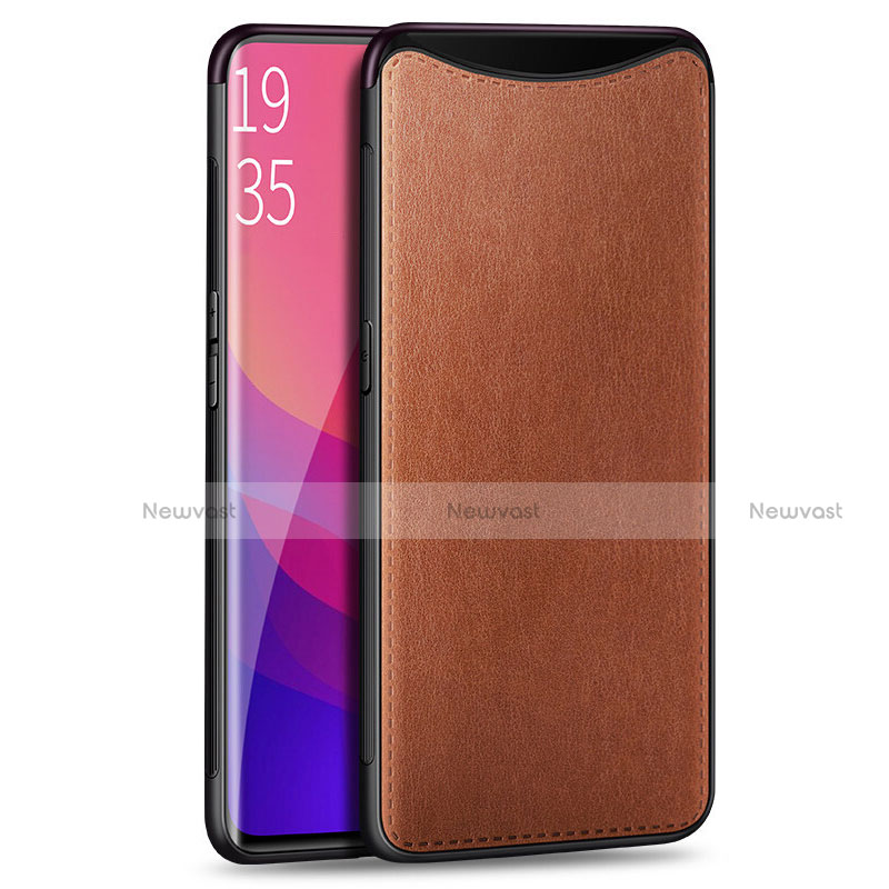 Soft Luxury Leather Snap On Case Cover R01 for Oppo Find X Orange