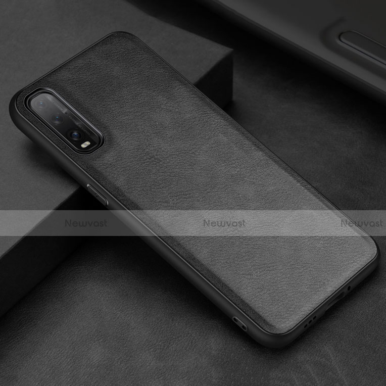 Soft Luxury Leather Snap On Case Cover R01 for Oppo Find X2 Black