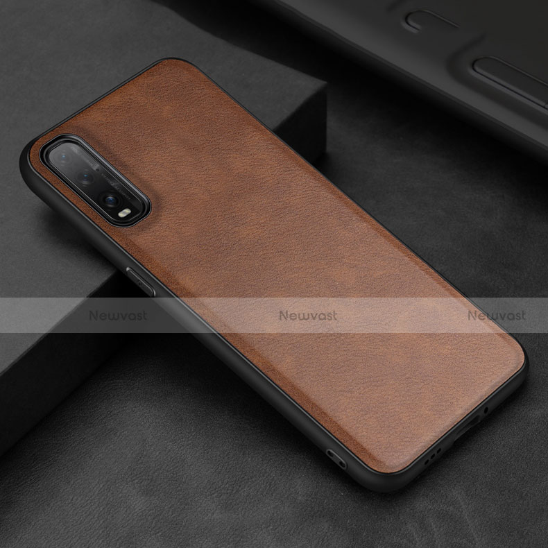 Soft Luxury Leather Snap On Case Cover R01 for Oppo Find X2 Brown