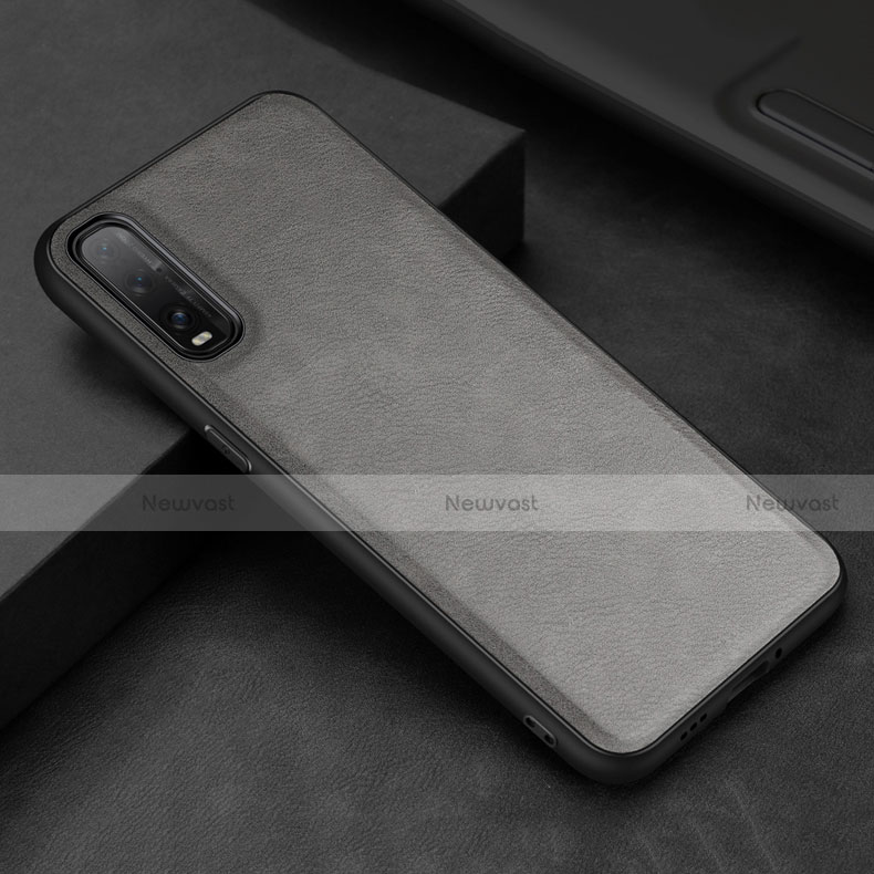 Soft Luxury Leather Snap On Case Cover R01 for Oppo Find X2 Gray