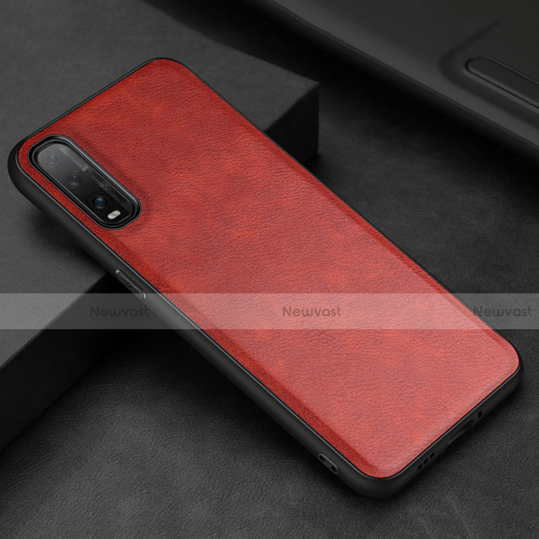 Soft Luxury Leather Snap On Case Cover R01 for Oppo Find X2 Red